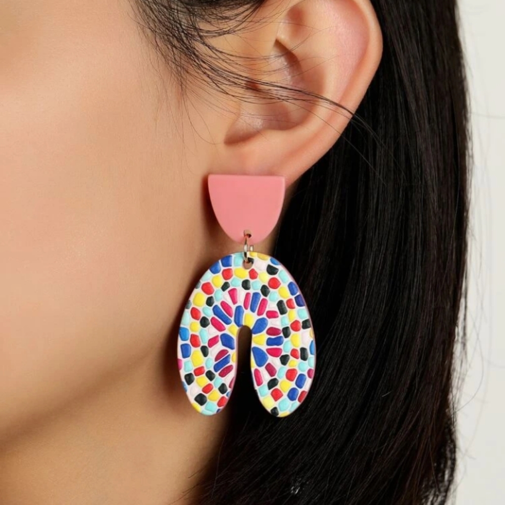 Colorful and Vibrant Geo Drop Earrings